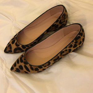 J.Crew Pointed-Toe Flats in Leopard Calf Hair